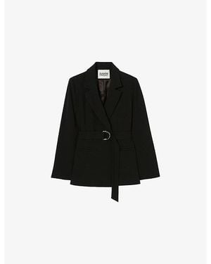 Claudie Pierlot Buckled Regular-Fit Crepe Blazer - Black