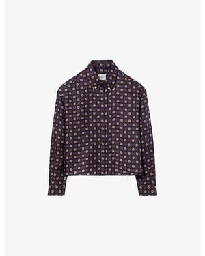 Claudie Pierlot Long-Sleeved Abstract-Print Silk Shirt - Purple