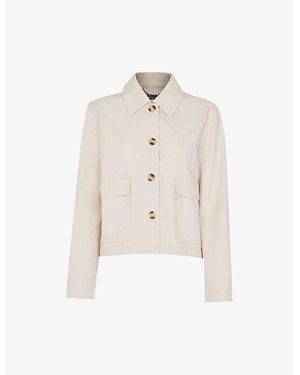 Whistles Marie Boxy-Fit Button-Up Cotton Jacket - White