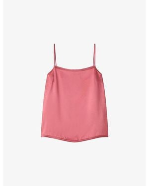 JOSEPH Gaia Square-Neck Silk Tank - Pink