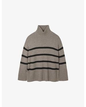The White Company Breton-Stripe Oversized-Fit Wool And Cotton-Blend Jumper - Grey