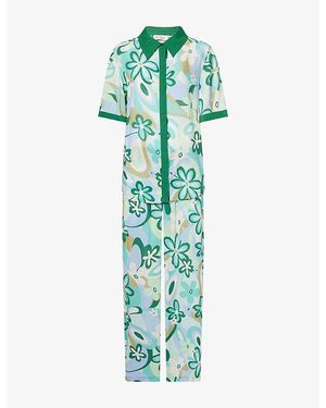 It's 9pm Antibes Floral-Print Woven Pyjama Set - Green