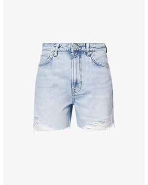 Reformation Saige High-Rise Denim Shorts - Blue