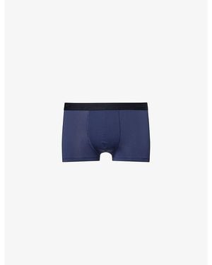 Hanro Micro-Touch Branded-Waistband Stretch-Jersey Trunks - Blue
