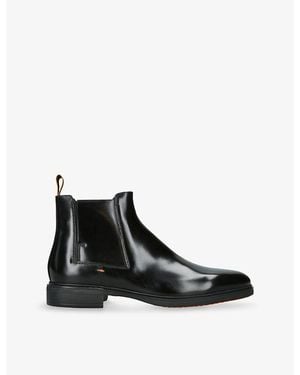 Santoni Easy On Leather Flat Chelsea Boots - Black