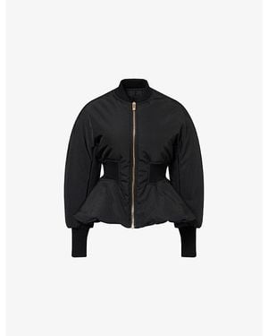 Alaïa Peplum-Hem Woven Bomber Jacket - Black