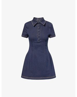 Odd Muse Collared Denim Mini Dress - Blue