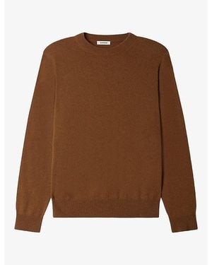 Sandro Long-Sleeve Crewneck Cashmere Jumper - Brown