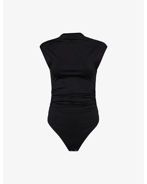 GOOD AMERICAN Weightless Scuba High-Neck Stretch-Woven Body - Black