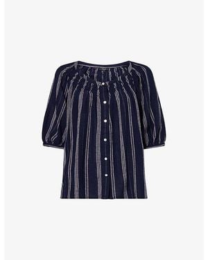 Rails Rix Striped Linen-Blend Blouse - Blue