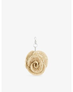 The Kooples Flower Raffia Bag Charm - Metallic