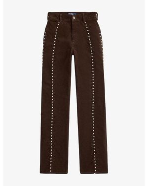 Polo Ralph Lauren Studded Tapered-Leg Corduroy Trousers - Brown