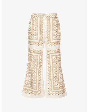 Zimmermann Crop-Leg Flared Linen Trousers - Natural