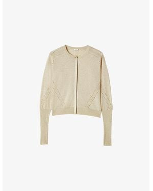 JOSEPH Tasse Metallic-Thread Knitted Cardigan - Natural