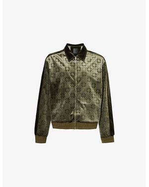 Givenchy Monogram Logo-Pattern Velvet Blouson Jacket - Green