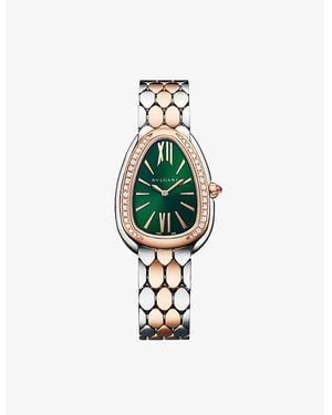BVLGARI Sp33C4Spgspgd Serpenti Seduttori 18Ct Rose-, Stainless-Steel And 0.39Ct Brilliant-Cut Diamond Quartz Watch - White
