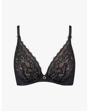 Aubade Rosessence Underwired Stretch-Lace Plunge Bra - Black