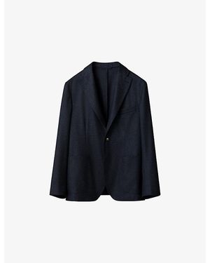 Eton Flannel Tailored-Fit Wool Jacket - Blue
