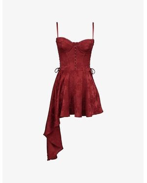 House Of Cb Lola Jacquard Draped Satin Mini Dress - Red