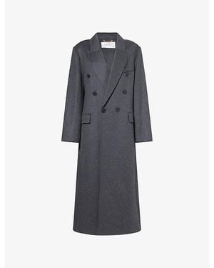 Victoria Beckham Double-Breasted Wool-Blend Long Coat - Gray