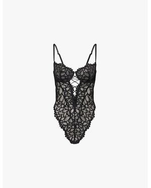 Savage x Fenty Savage Not Sorry Underwired Lace Teddy - Black