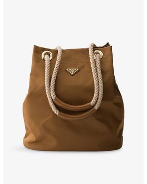 Prada Mariner Large Re-Nylon Woven Bucket Bag - Brown