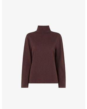 Whistles Funnel-Neck Stretch-Cotton Jersey Top - Purple
