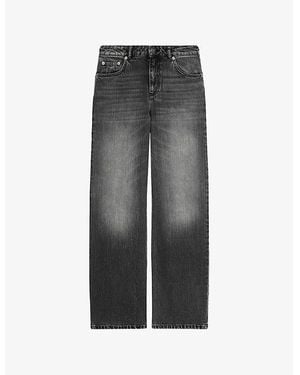 The Kooples Faded-Wash Wide-Leg High-Rise Jeans - Gray