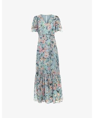 Phase Eight Floral-Print Woven Midi Dress - Blue
