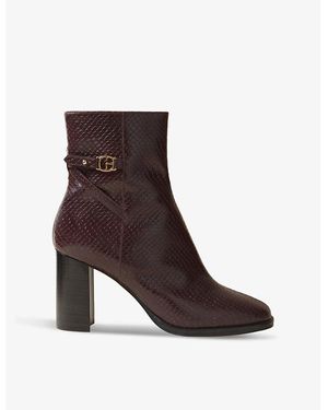 Claudie Pierlot Charm-Embellished Embossed Heeled Leather Ankle Boots - Brown