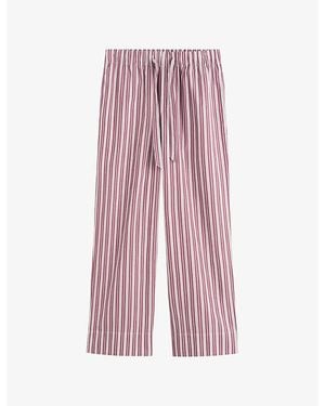 Tekla Striped Cotton-Poplin Pyjama Bottoms - Purple