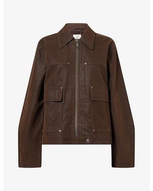 Free People Blair Boxy-Cut Faux-Suede Jacket - Brown