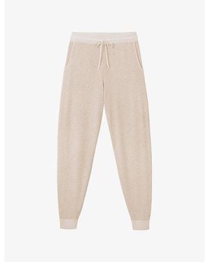The White Company Contrast-Trim Drawstring-Waistband Wool-Blend Jogging Bottoms - Natural
