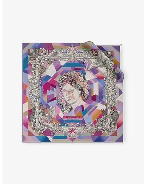 BVLGARI Polychroma Printed Square Silk-Twill Scarf - Purple