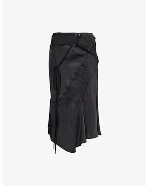 KNWLS Elisir Pleated-Panels Woven Midi Skirt - Black