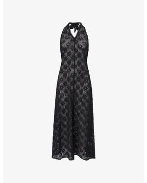 Dissh Agnes Crochet Halter Midi Dress - Black