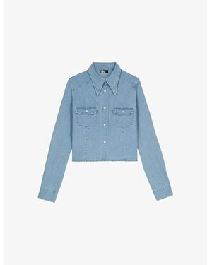 The Kooples Long-Sleeve Slim-Fit Denim Shirt - Blue