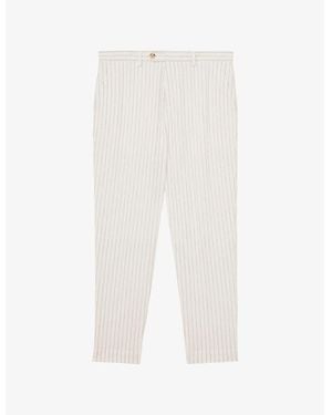 Reiss Easton Pinstriped Straight-Leg Woven Pants - White