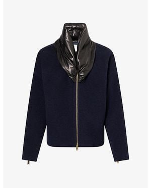 DARKPARK Anya Cashmere And Wool Leather Collar Bomber Jacket - Blue