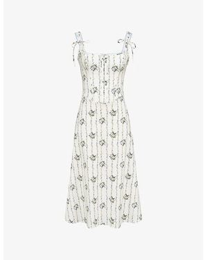 House Of Cb Dionne Corseted Stretch-Cotton Midi Dress - White
