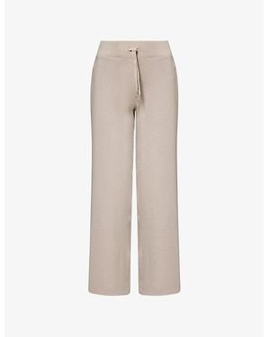 Spanx Air Essentials Wide-Leg High-Rise Stretch-Woven Jogging Bottoms - Natural