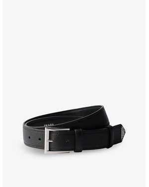 Prada Brand-Plaque Leather Belt - Black
