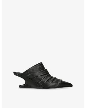 Rick Owens Cantilever 60 Leather Wedge Mules - Black