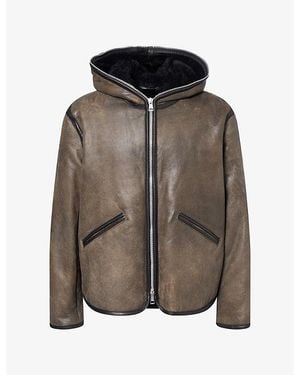 Our Legacy Shearling-Lined Hooded Leather Jacket - Brown