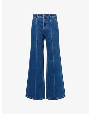 Theory Fluid Wide-Leg Denim Jeans - Blue