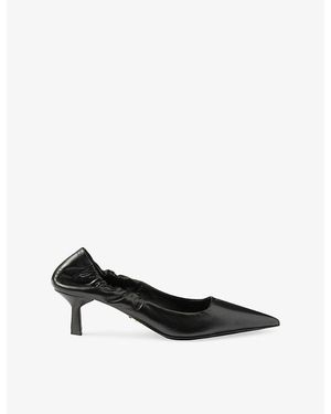 Prada Branded Leather Court Shoes - Black