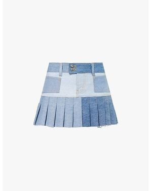 EB DENIM Vintage Ricci Pleated Denim Mini Skirt - Blue