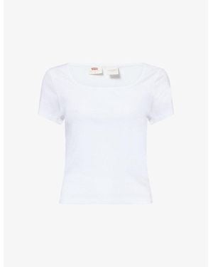 Levi's Essential Square-Neck Ribbed Cotton Top - White