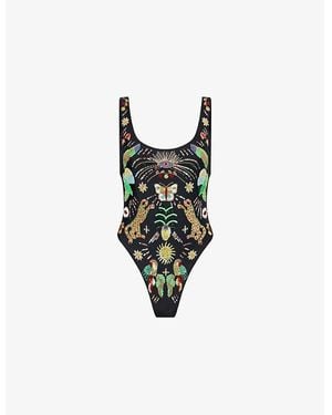 Oceanus Willow Beaded Swimsuit - Black