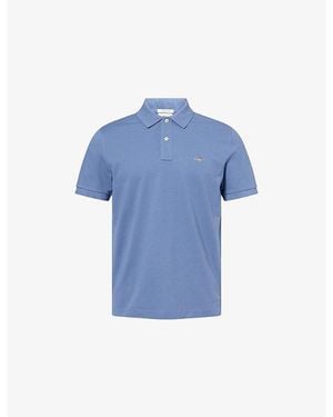 GANT Shield Logo-Embroidered Cotton-Piqué Polo T-Shirt - Blue